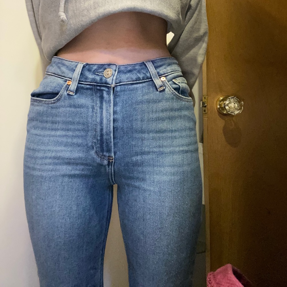 Cindy-Mel destroyed hem high rise Paige jeans